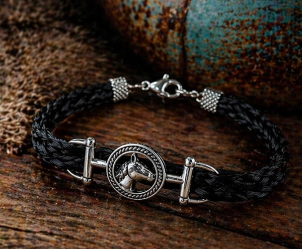 Horse Hair Braided Bracelet With Horse Bit Pendant