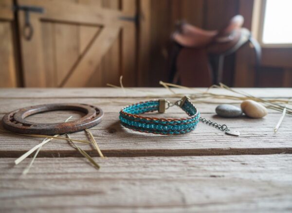 Horsehair Bracelet Featuring Ribbon and Rhinestone