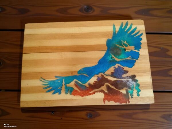 Color‑Filled Epoxy Cutting Board (11” x 12” Bamboo)